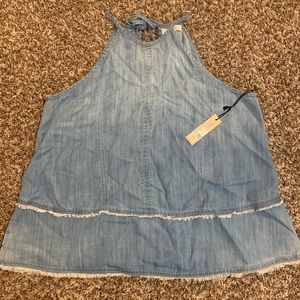 Multi stitch denim halter